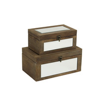 Cheungs Decorative Set of 2 Brown Mirrored Wood Boxes - $76.59