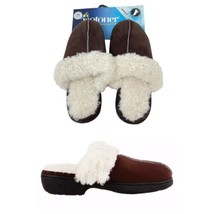 Isotoner Microsuede Hilary Clog Brown Slippers Sizes 6 to 7 Faux Fur NWT - $21.77