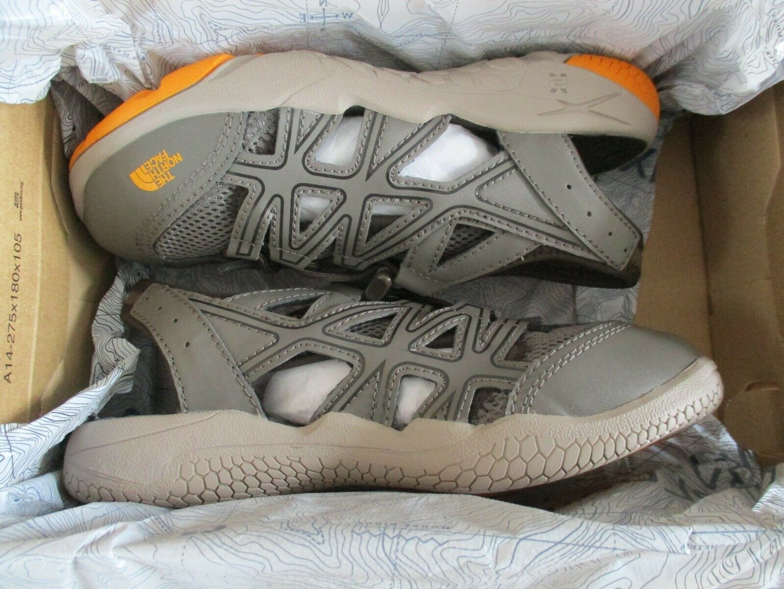 Bnwob The North Face Hedgehog II Sandals, Youth Boys, Falcon Brown/Zinnia Orange - 4