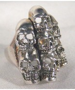 deluxe SKULL STACK  NEW SILVER BIKER RING BR01 mens fashion jewelry ring... - $12.34