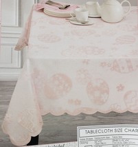 Fabric Lace Tablecloth 60" x 104"Oblong (8-10 people) EGG HUNT LACE ON WHITE, BM - $24.74