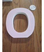 Decorative Wooden Wall Monogram~ Initial Letter &quot;O” Pink Stripes ~Pier O... - $14.73