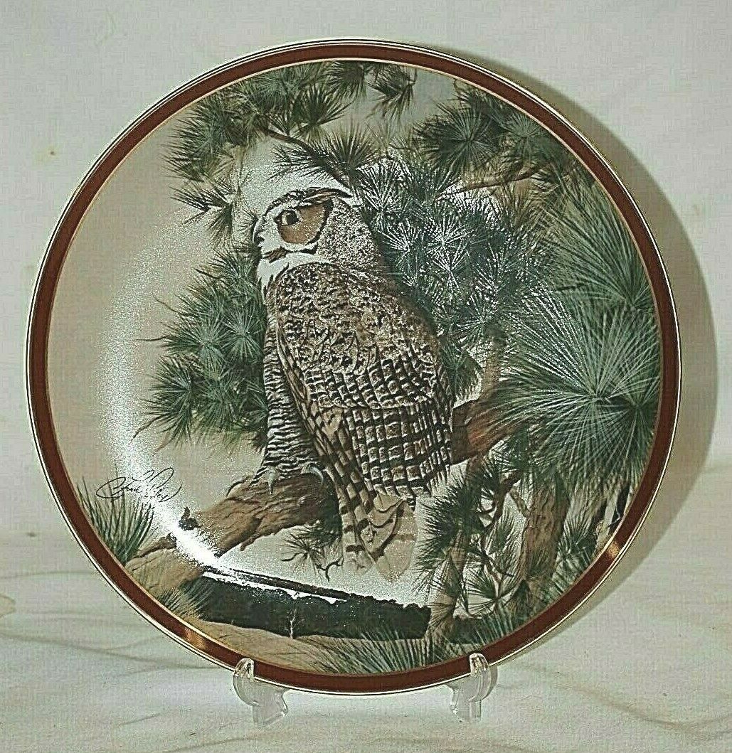 Primary image for Hamilton Collection Great Horned Owl Plate Majestic Birds of Prey COA C.F. Riley