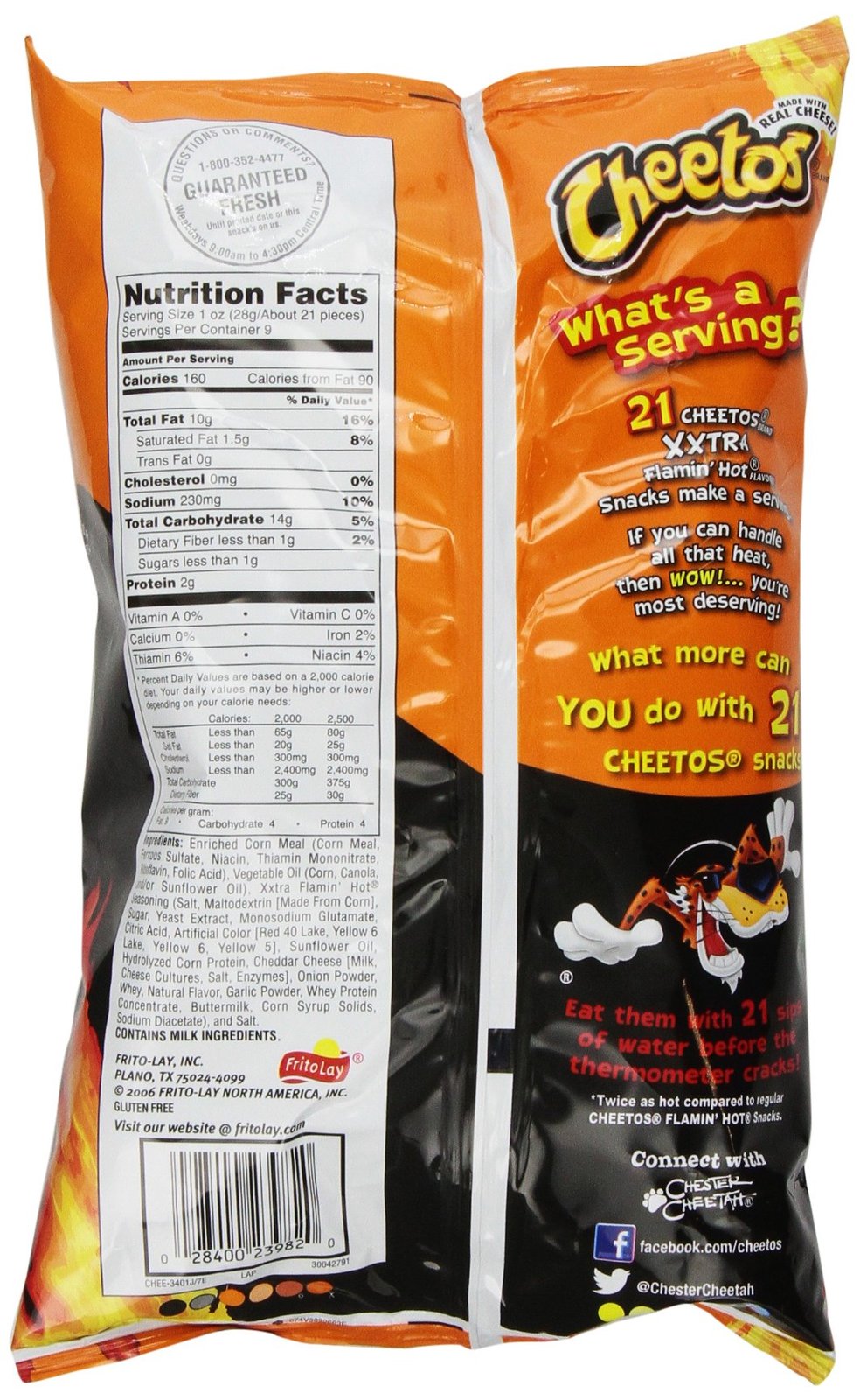 flamin hot cheetos food label