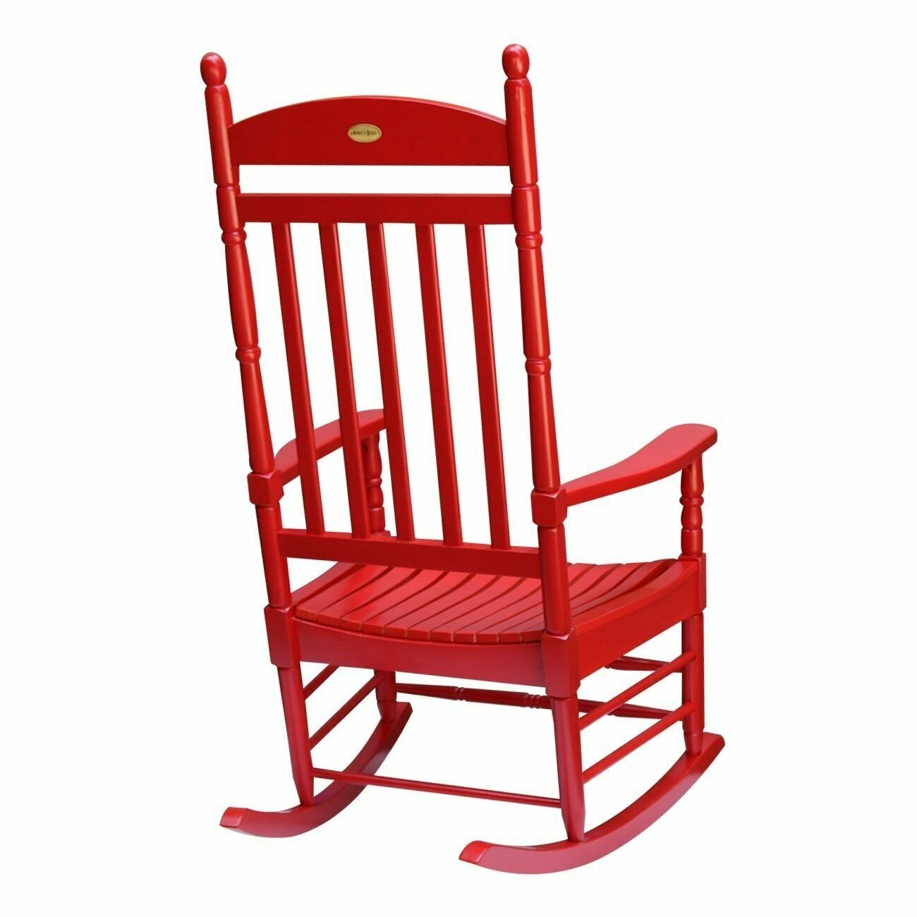 Red Rocking Chair Rocker Acacia Wood Retro High Back Wide Seat Porch