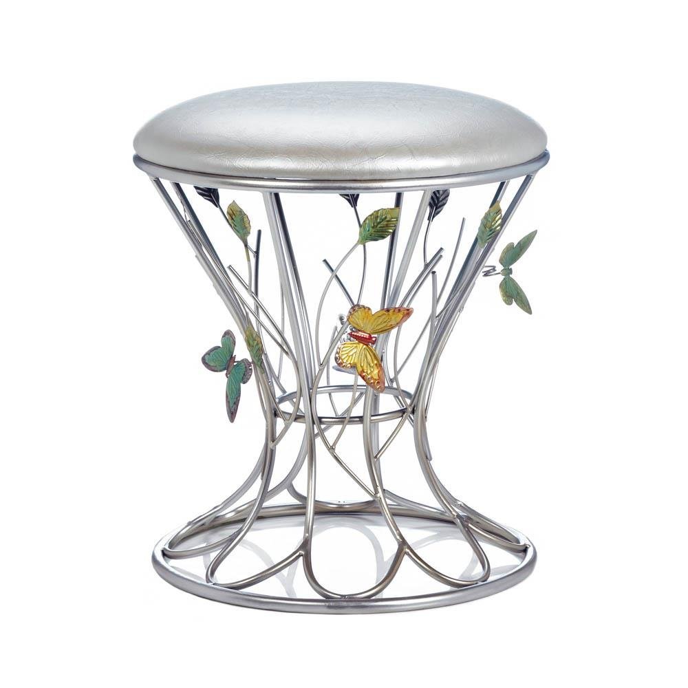 Outdoor Stool, Metal Butterfly Wonder Round Portable Garden Stool, Iron