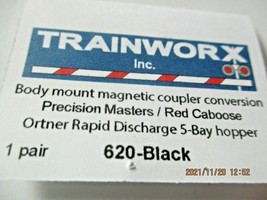 Trainworx Stock #620-Black Body Mount Coupler Precision Masters/Red Caboose image 2