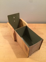 Vintage 40s metal fold-out recipe box, RARE, looks like 3 books on a shelf image 3