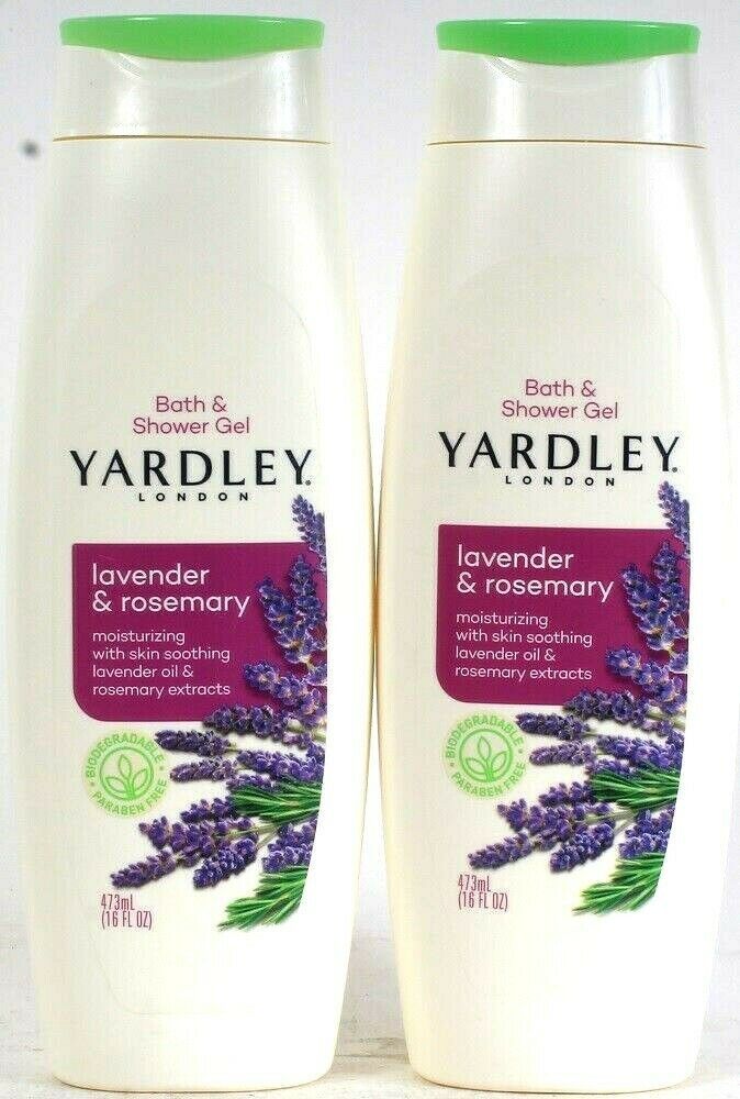 2 Bottles Yardley 16 Oz Lavender & Rosemary Moisturizing Bath & Shower