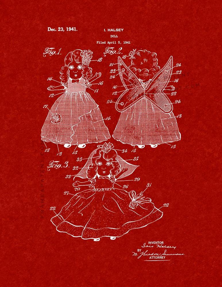Doll Patent Print - Burgundy Red