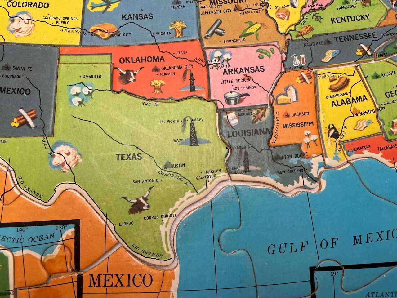 Milton Bradley Individual United States Map And 10 Similar Items 5904