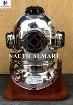 18" Antique Morse Scuba Diving Divers Helmet US Navy Mark V With Wooden Base