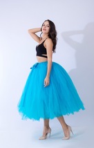 Women Puffy Tutu Skirt Drawstring High Waist Long Tulle Skirt Petticoat One Size image 4