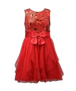 Girls Christmas Dress Bonnie Jean Red Sequined Tulle Holiday Party $68-size 10 - $43.56