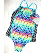 ❤️SPEEDO Multi 16 Girl One-Piece Swimsuit No-Wedgie Chlorine Resistant N... - $32.46