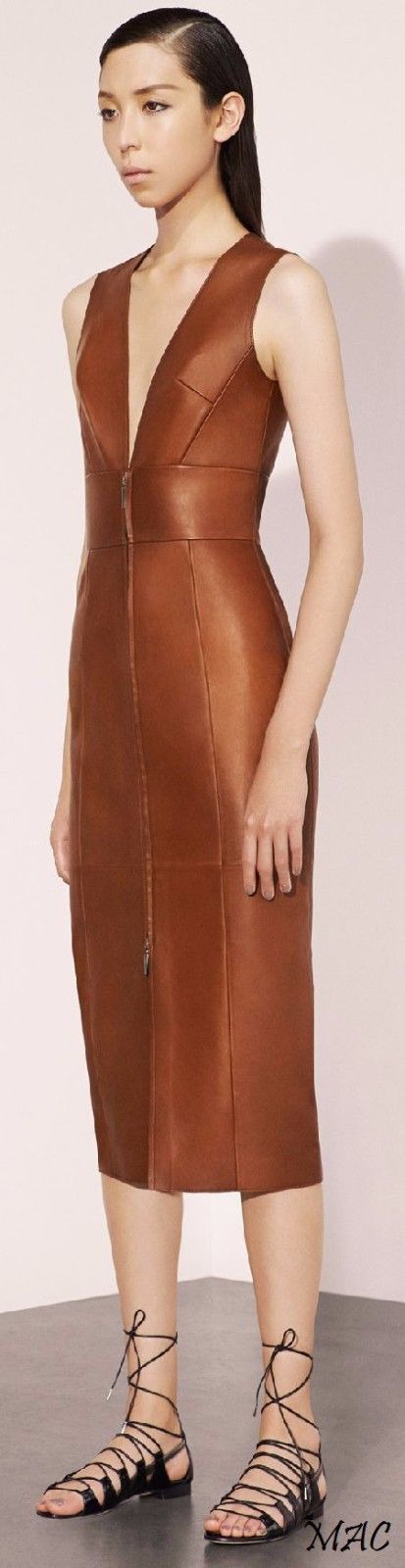 Image of Women Celeb Style Haute Couture Premium Cocktail Party Women Leather Dress-GN