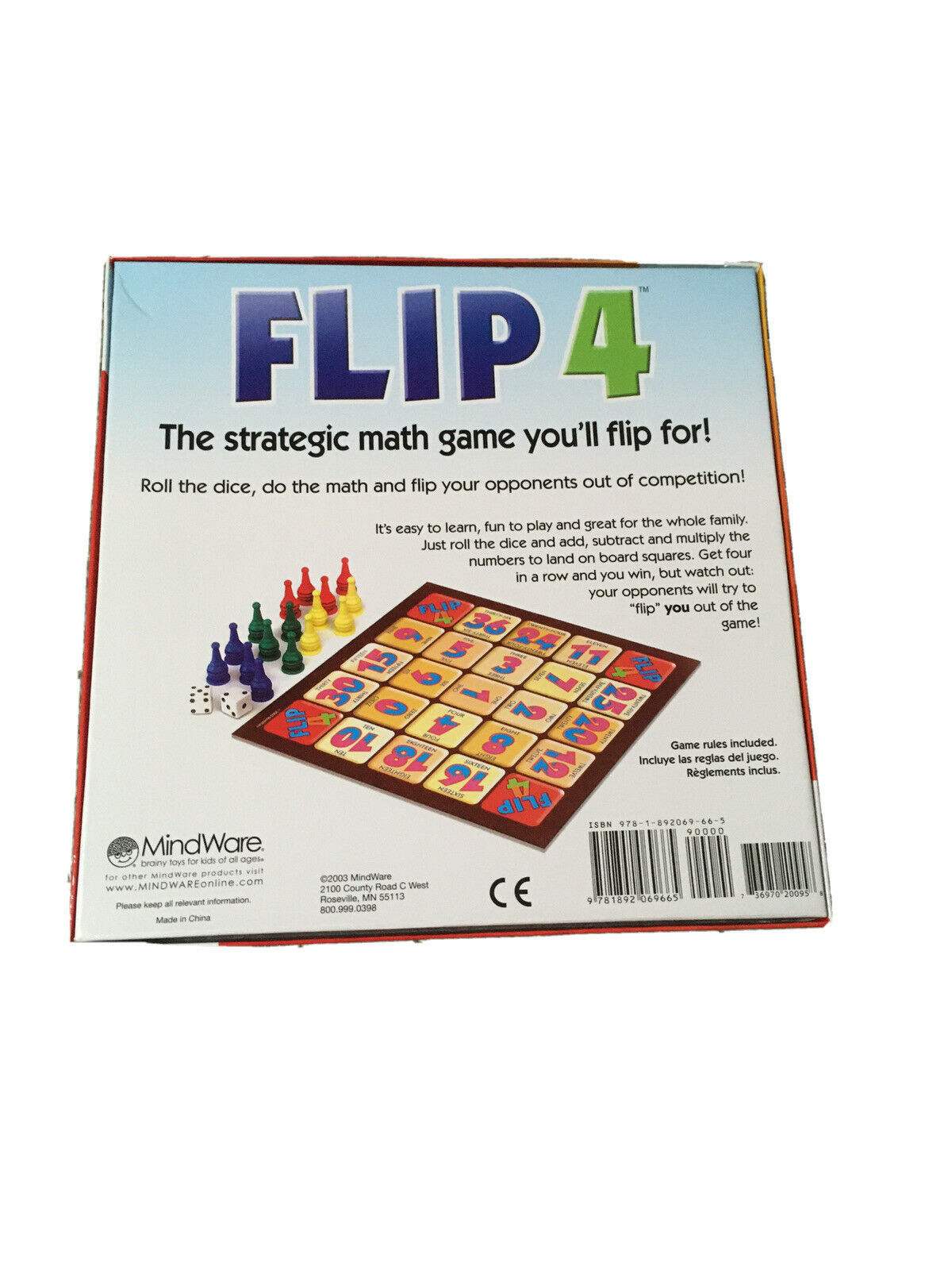 Flip 4 by Mindware Kids Board Game Ages 8 and Up 100 Complete