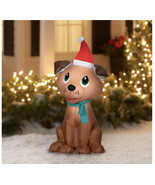 Gemmy 3.5&#39; Airblown Christmas Lighted Sweet Puppy Hounddog Inflatable Ya... - $44.96