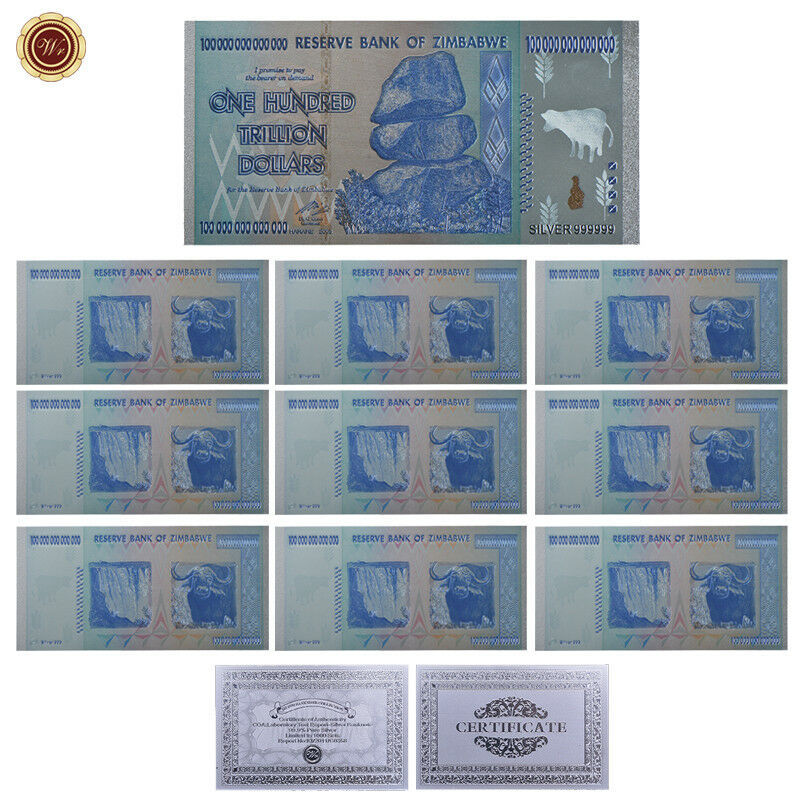 100 Pcs Zimbabwe 100 Trillion Dollar Gold Plated Bills 10 Certi Not Wr Collections Lots Coins Paper Money Roomburgh Nl
