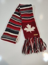 deLux Canadian Maple Leaf 100% Wool Scarf Red Gray White CA40063 60&quot; - $26.09