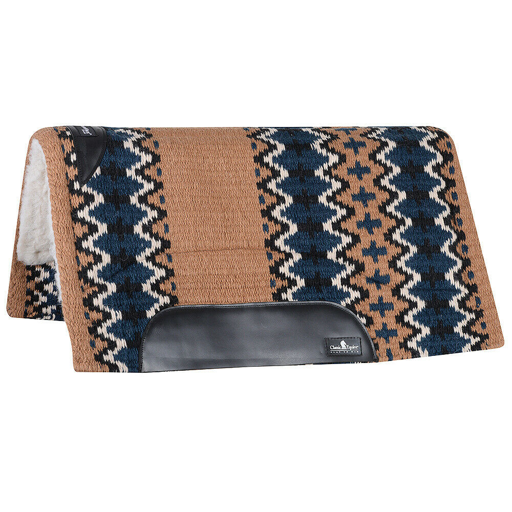 Classic Equine Sensorflex Saddle Pad Wool Top Straight 32X34 Sand Navy USNNV Saddle Pads