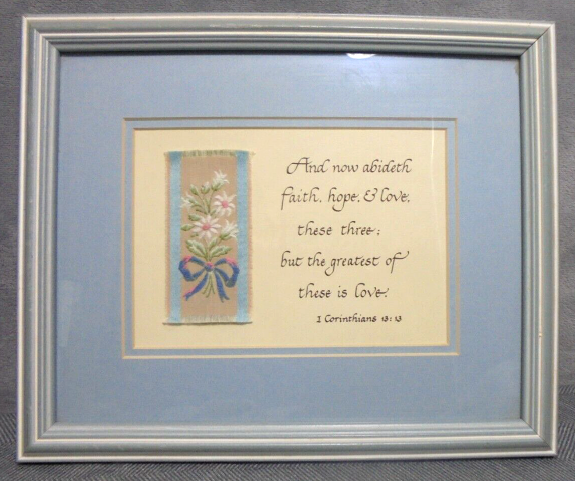 Primary image for Vtg Scripture Wall Art 1 Corinthians 13:13 Faith Hope Love Isidore Limited #468
