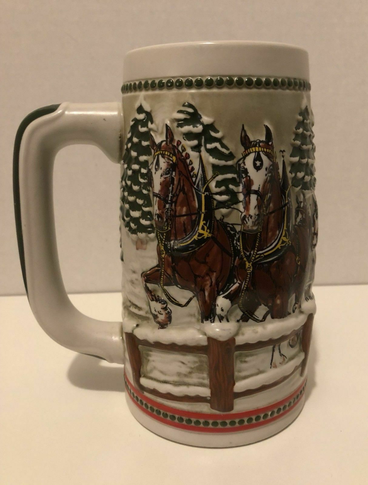 Anheuser Busch BUDWEISER Limited Edition Holiday Clydesdale Beer Stein ...