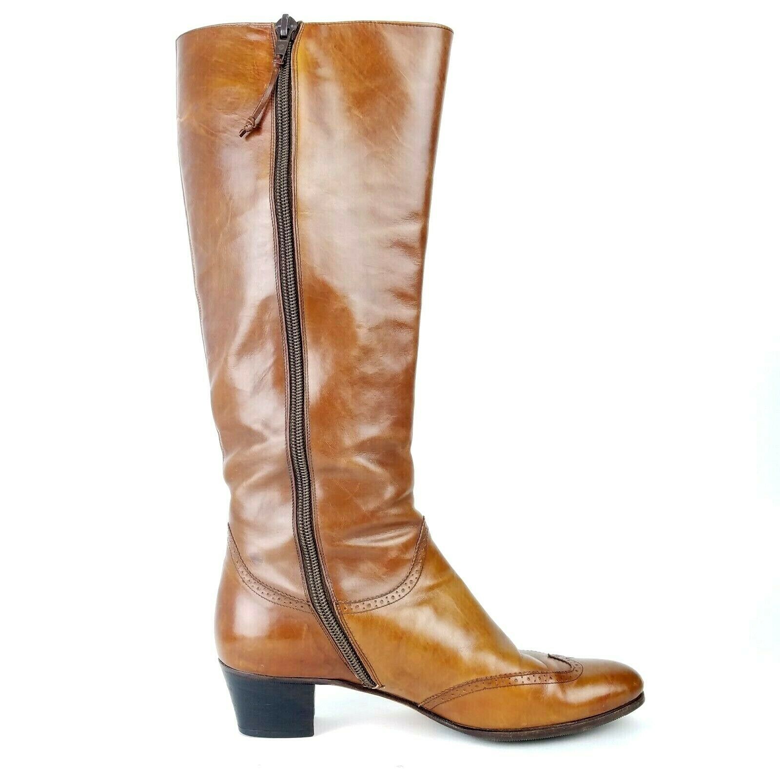 SALVATORE FERRAGAMO Womens size 5 M Boots Knee High Brown Leather ...