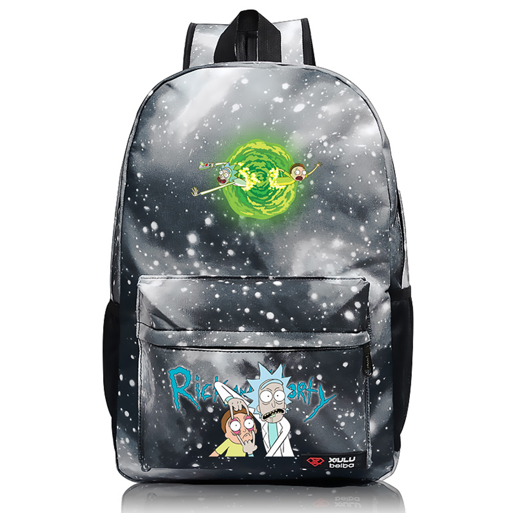 Rick And Morty Backpack
 WM Rick And Morty Backpack Daypack Schoolbag Grey Starry Sky Bag Hole