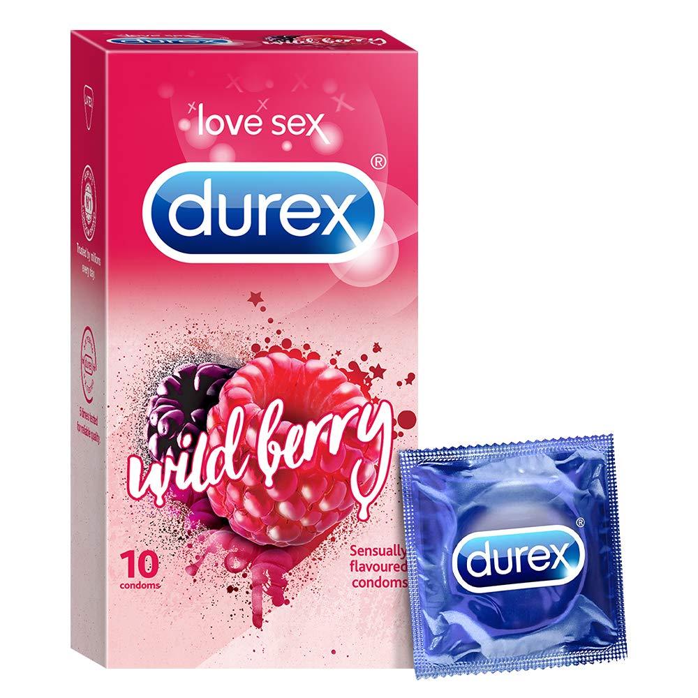 Durex Wildberry Flavoured Condoms for Men - 10 Count