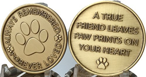Set of 2 Always Remembered Forever Loved Bronze Dog Memorial Tokens Pet Bereavem