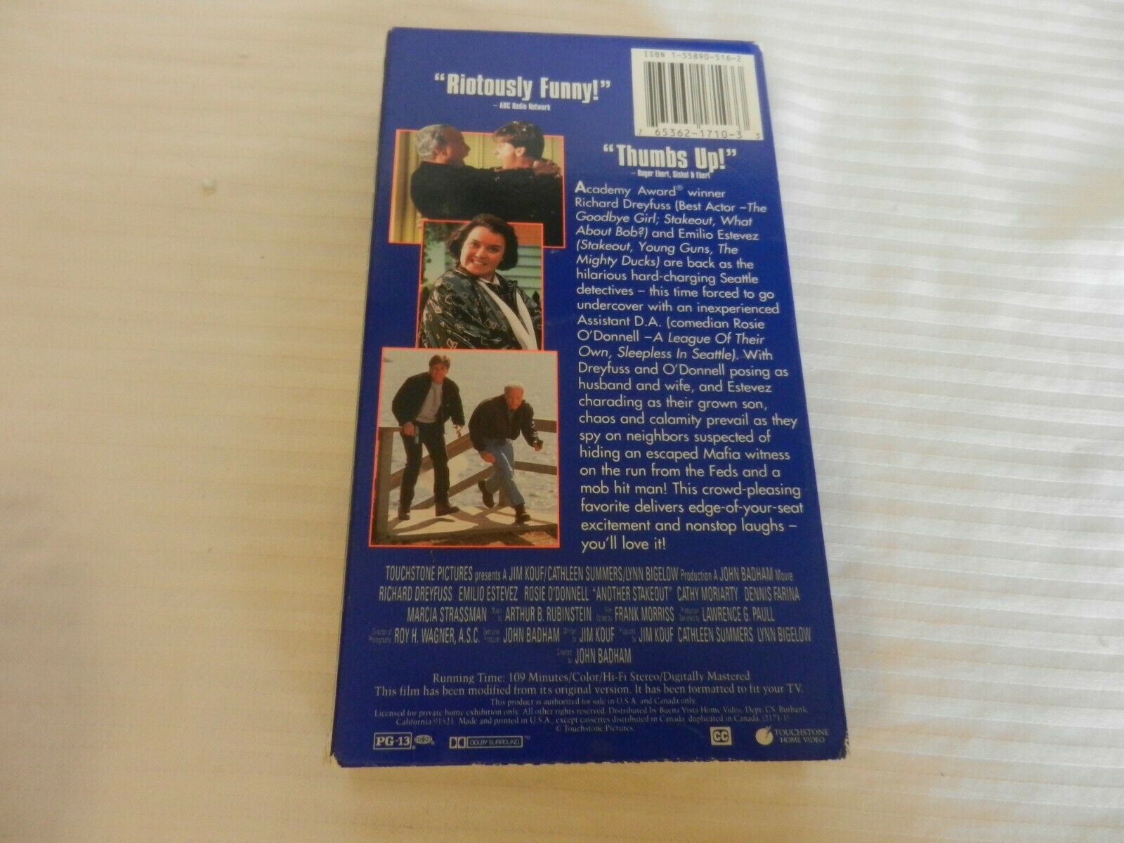 Another Stakeout (VHS, 1994) Richard Dreyfuss, Emilio Estevez, Rosie O ...