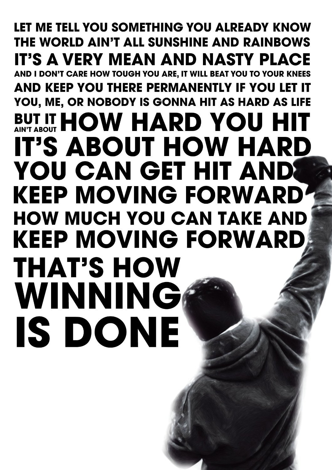 Rocky Balboa Speech By Sylvester Stallone Motivational Poster Art Print 24x36