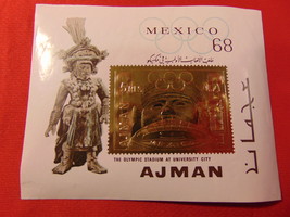 AJMAN, 1968 Summer Olympic Mexico, Never Used, Stamp Sheet. - $13.99