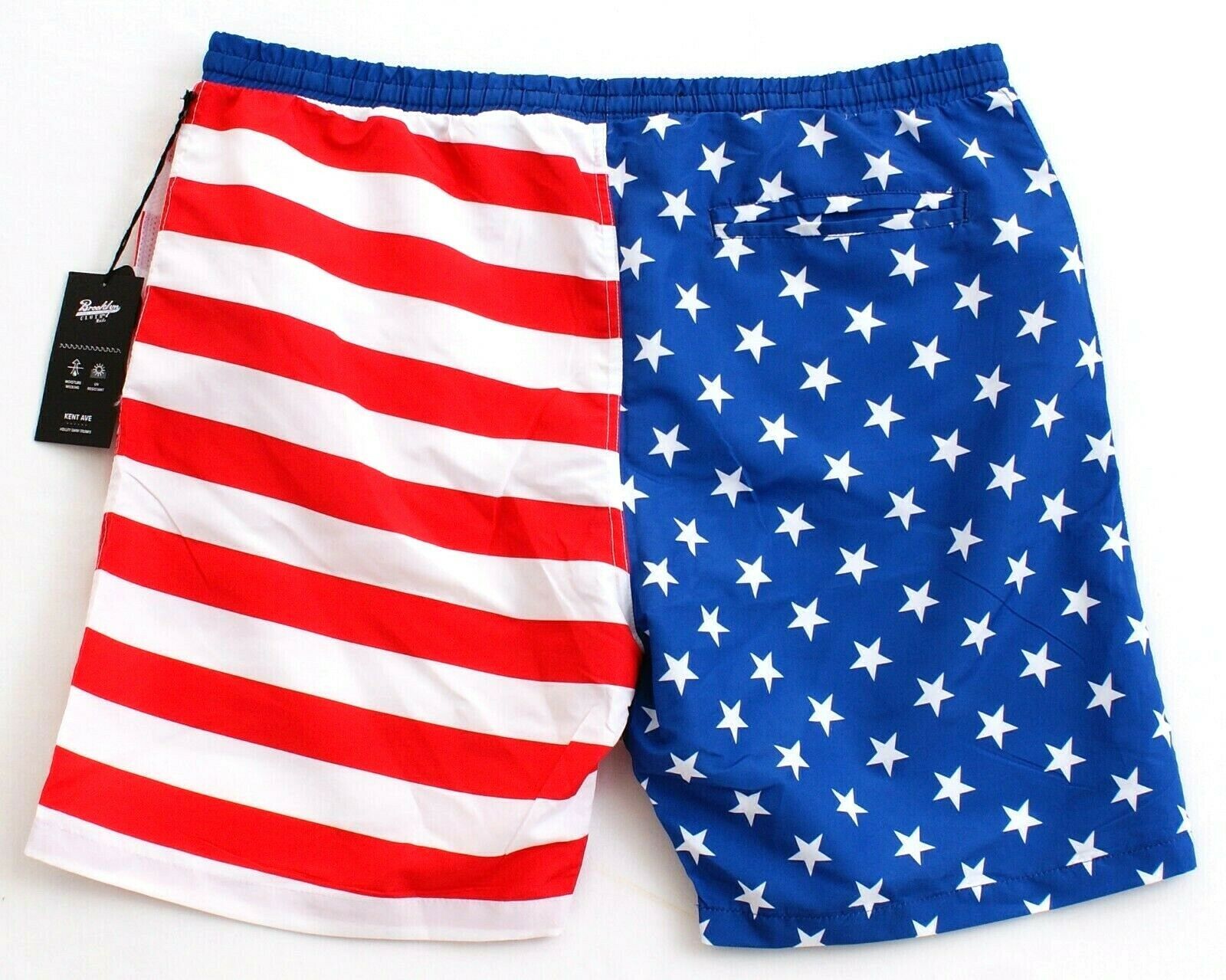 Brooklyn Cloth Red White & Blue Striped Brief Lined Swim Trunks Shorts ...