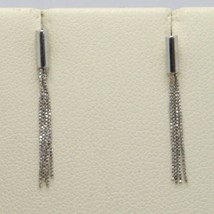 18K WHITE GOLD PENDANT EARRINGS WITH FRINGES, LENGTH 22 MM, MADE IN ITALY - $187.73