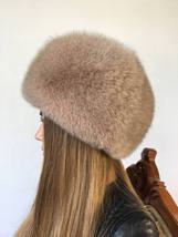 Saga Fox Fur Hat Adjustable Creamy Full Fur Hat image 3
