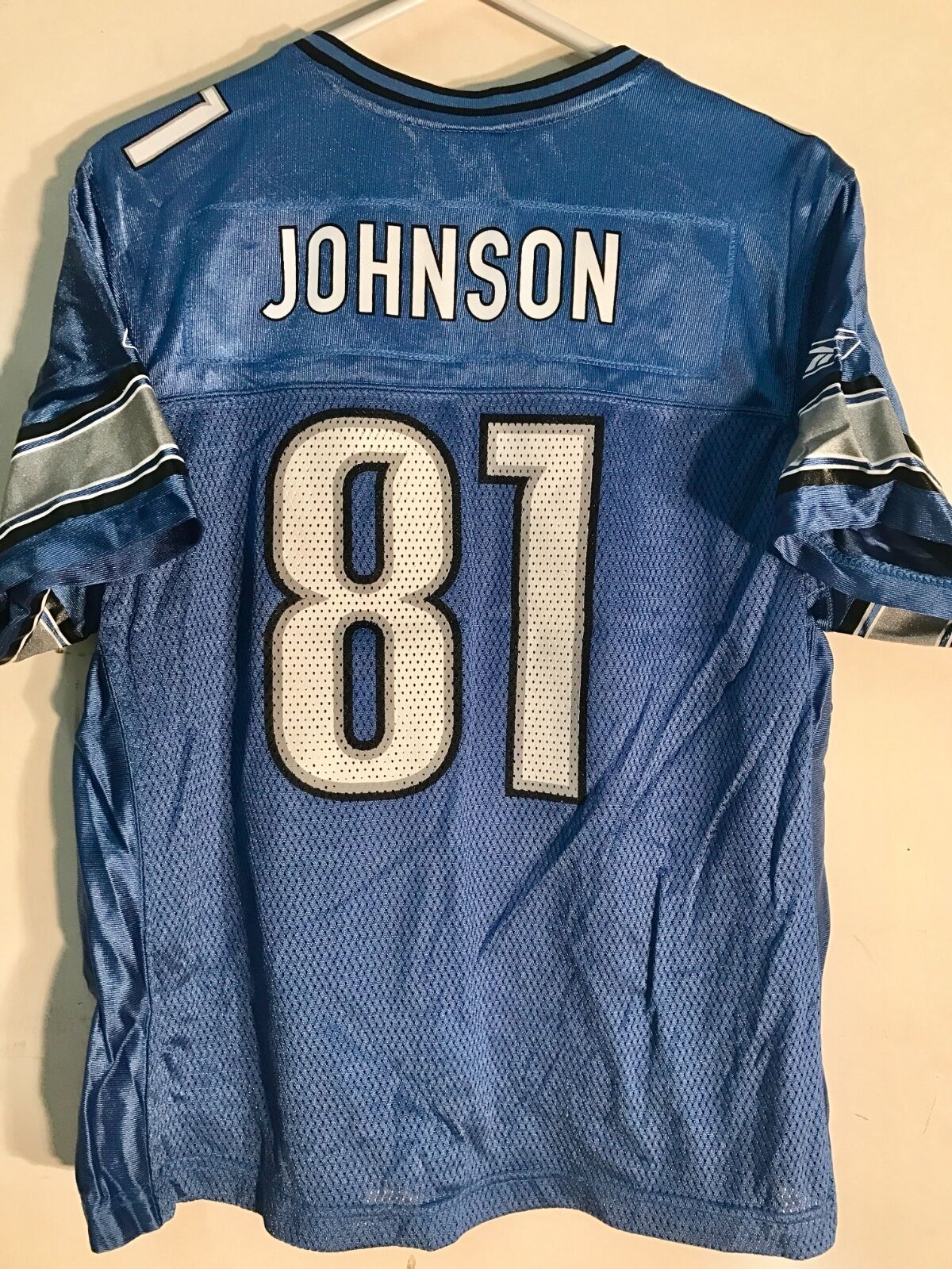 Reebok Women's NFL Jersey Detroit Lions Calvin Johnson Light Blue sz L
