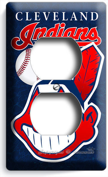 CLEVELAND INDIANS BASEBALL DUPLEX OUTLET WALL PLATE COVER MAN CAVE GARAGE DECOR