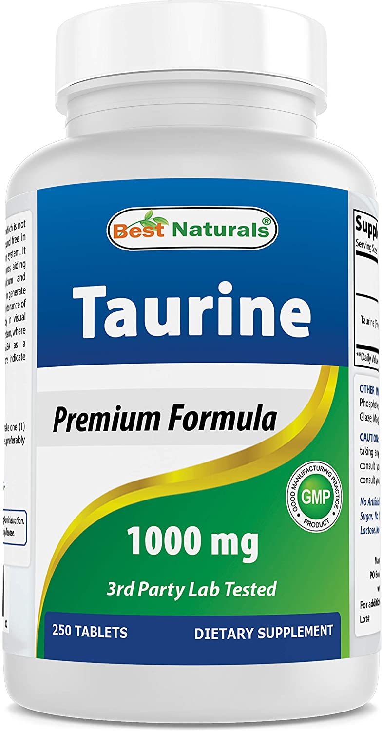 Best Naturals Taurine 1000 mg 250 Tablets - Supports Eye Health, Healthy