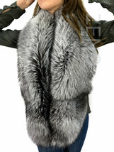 Natural Silver Fox Fur Boa 63' (160cm) Saga Furs Stole Collar Royal Scarf