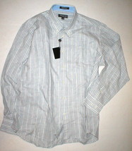 New Mens L NWT Guy Laroche Homme France Designer Shirt White Blue Stripe... - $179.00