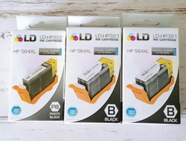 Lot of 3 Black Ink Cartridge for HP 564XL Printer LD-321 LD-322 High Yield NIB - $29.02