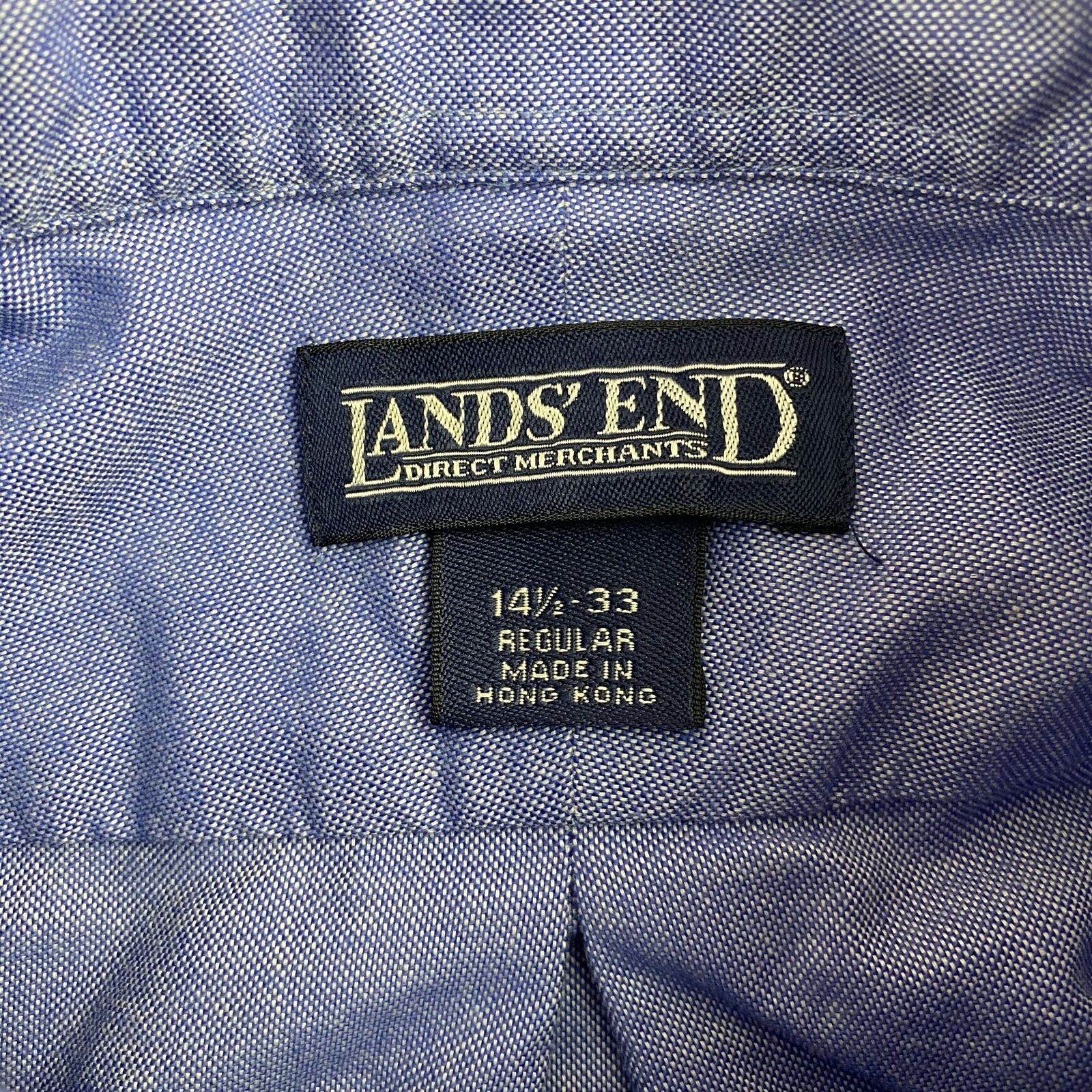 Lands' End Dress Shirt Mens 14.5 Blue 33 Sleeve Regular Fit 100% Cotton ...