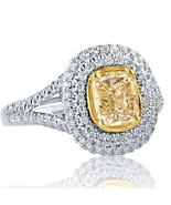 Cushion 1.77 Ct Faint Yellow Diamond Engagement Ring Split Shank 18k Whi... - $3,404.61
