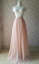 Blush Pink Full Long Tulle Skirt Plus Size Blush Wedding Tulle Skirt Bridesmaid