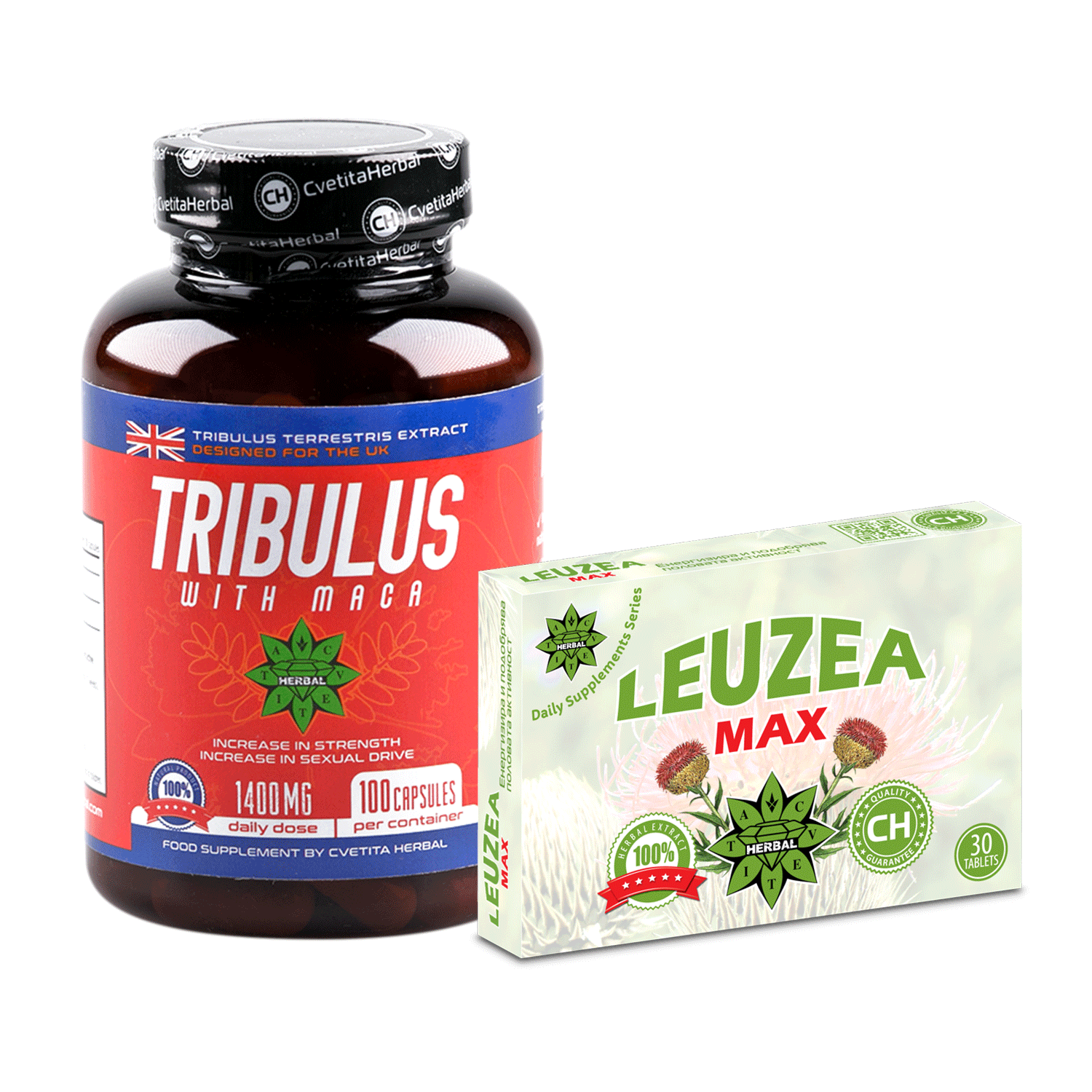 100 Capsules Tribulus Maca 30 Tablets Leuzea MAX Maral Root