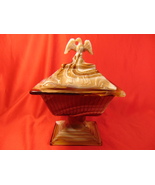 Chocolate/Carmel Slag Compote, with Eagle Finial on Cover, by Imperial G... - $37.99