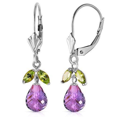 Galaxy Gold GG 3.4 Carat 14k Solid White Gold Leverback Earrings with Amethysts
