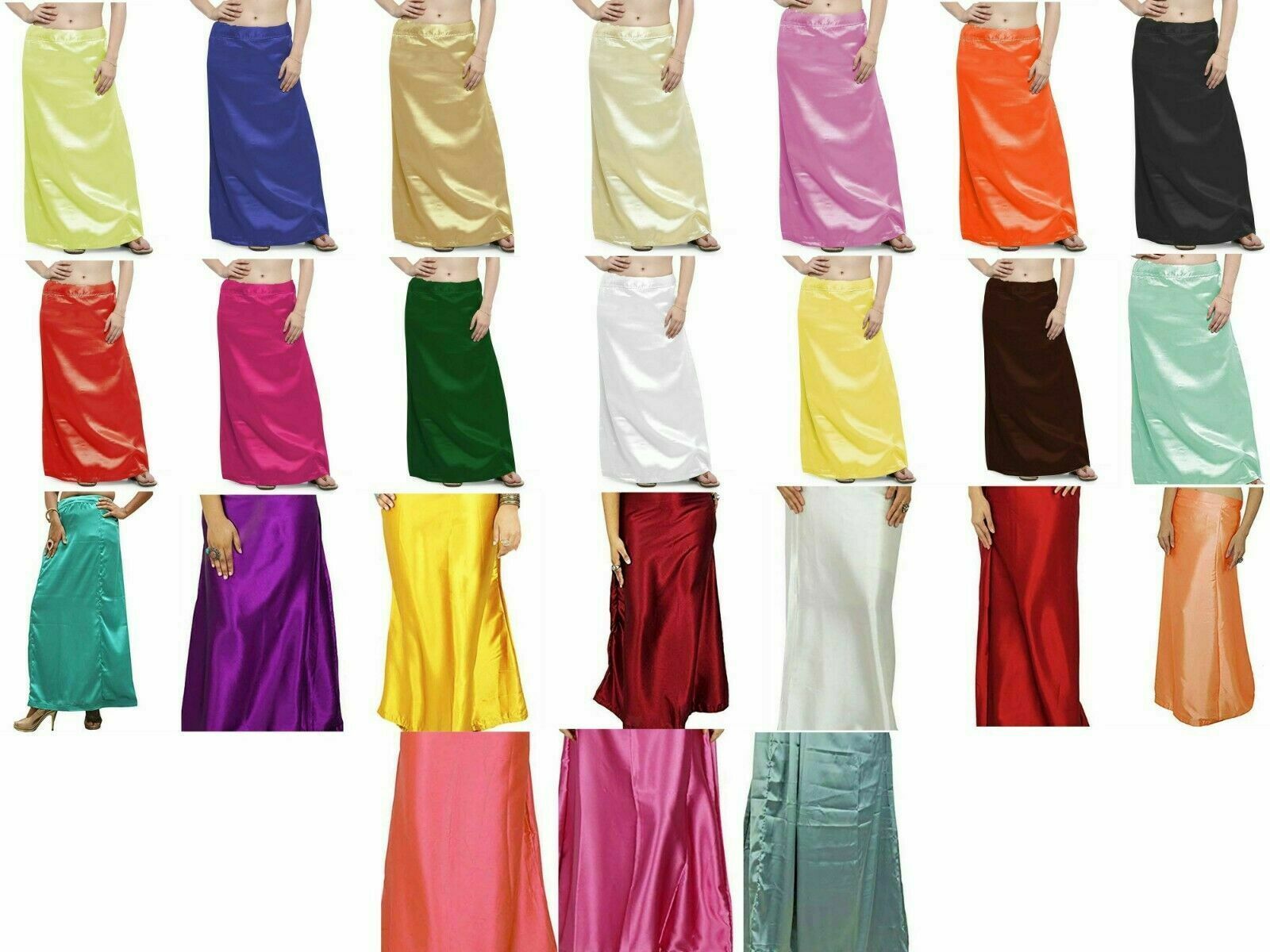 Satin Silk Saree Petticoat Solid Inskirt Underskirt Skirt Indian Sari Inner wear